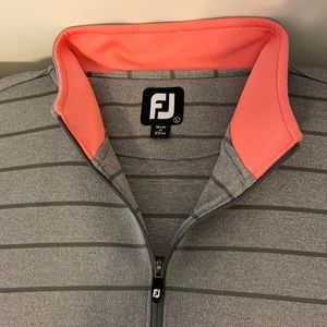 FootJoy quarter zip pullover Golf/Large grey stripe trim is coral